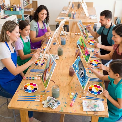 Motipuns 72 Pcs Paint and Sip Kit for Adults 12 Set 8''x10'' Pre Drawn Canvas for Painting with Easels Apron Brushes Palette Printed Canvas Bulk for DIY Birthday Gifts Date Night Party(Animal) - style: Animal