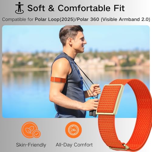 Bicep Bands Compatible for Polar Loop (2025) / Visible Armband 2.0 Straps - color: Orange
