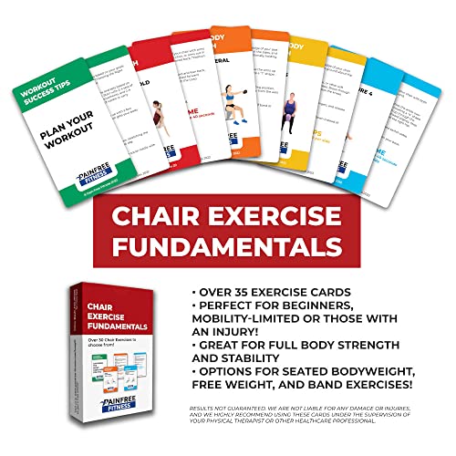 35 Seated Chair Workout Cards for Women & Men 3x5'', Bend & Tear-Resistant