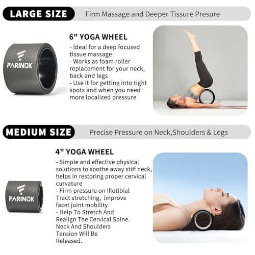 Yoga Wheel for Back Pain Relief, Back Roller Wheel with Extra Cushion | Wider & Thickest Foam, Stretches and Strengthens Core Muscles - style: SET OF 4(Black)