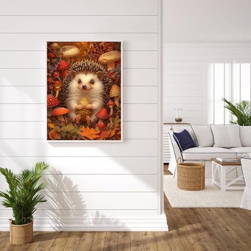 DIY Hedgehog Diamond Art Kits for Adults, 5D Mushroom Diamond Painting Kits | Diamond Dot for Adults, Small Dimond Art Paintings, Full Drill Gem Painting, Crafts for Adults, Home Wall Decor (12x16inch) - color: QY146