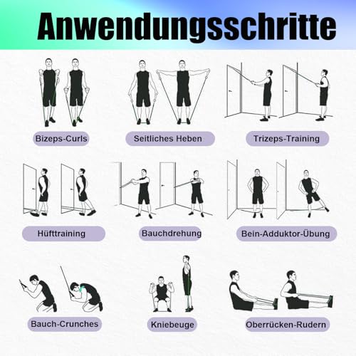 WHATAFIT Resistance Bands with Handles, 5-Level Exercise Bands for Workout - color: Purple Grey