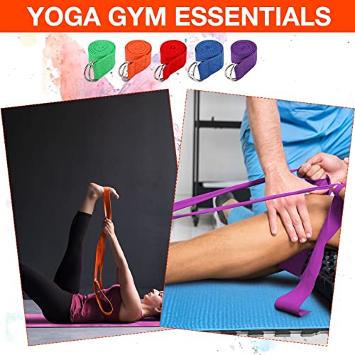 Jerify Yoga Strap for Stretching Bulk 6ft Exercise Stretch Band with Metal D Ring Adjustable Pilates Non Elastic Yoga Belt for Women Men Physical Fitness Gym Workout Dance - color: Multicolor