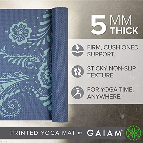 Gaiam Yoga Mat - Premium 5mm Print Thick Non Slip Exercise & Fitness Mat for All Types of Yoga, Pilates & Floor Workouts (68" x 24" x 5mm) | Printed Design | Sticky Non-Slip Surface | 5mm Cushioning | Yoga, Pilates & Floor Workouts | 68"x24" - color: High