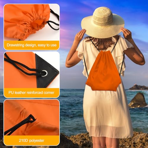 KUUQA 12 Pcs Orange Drawstring Backpack Bags - color: Orange