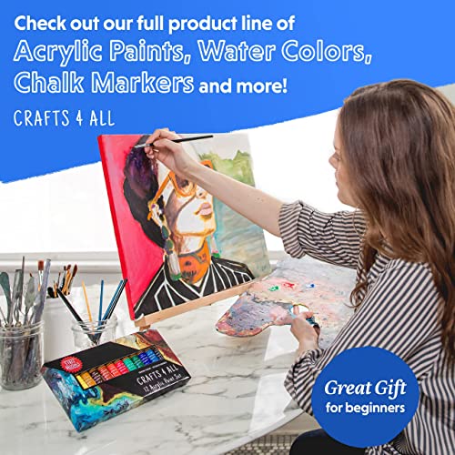 Crafts 4 All Acrylic Paint Set - Art Paints for Canvas, Model Painting, Wood, Ceramics and Fabric - Craft Supplies with 3 Artist Brushes for Adults & Kids, 12 Pack, 12mL - size: 0.4 Fl Oz (Pack of 12)