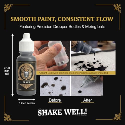 Ludus Bellum Miniature Paint Black Color 18ml Dropper Bottle, Professional Acrylic Paint for Miniatures & Models, Provides Quality Acrylic Tones and Shades for Warhammer 40K D&D Figures - color: Black