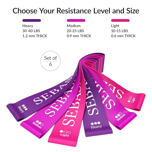 Dual-Size Exercise Bands, Mini Loop Resistance Bands, Set of 6 Elastic Bands, Small Exercise Bands, Fitness Bands Assorted Sizes, Full Body Workout Bands, Natural Latex Fitness Bands