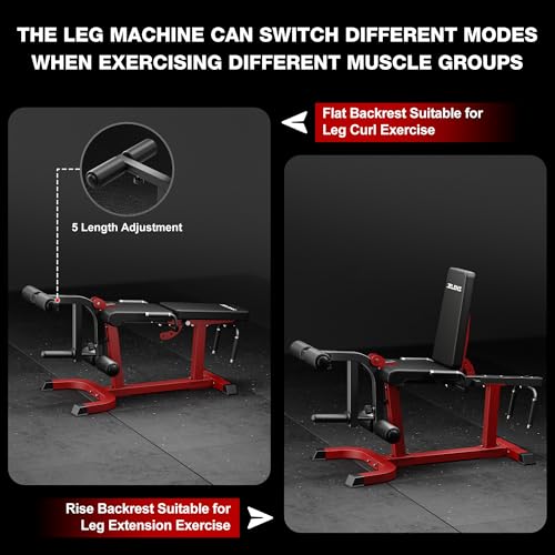 JELENS J10 Leg Extension and Curl Machine, Adjustable Leg Curl Machine for Home Gym, Seated Leg Extension and Lying Curl Machine for Lower Body Workouts - color: Red, size: Classical