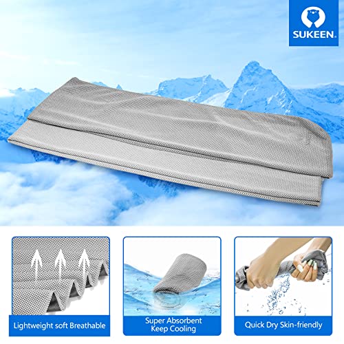 Sukeen 4 Pack Cooling Towels (40"x12") for Neck and Face Instant Cooling | Stay Cool in Hot Weather,Versatility,Soft,Breathable,Durability for Sports,Outdoor activities,Summer works in heat - color: Light Grey