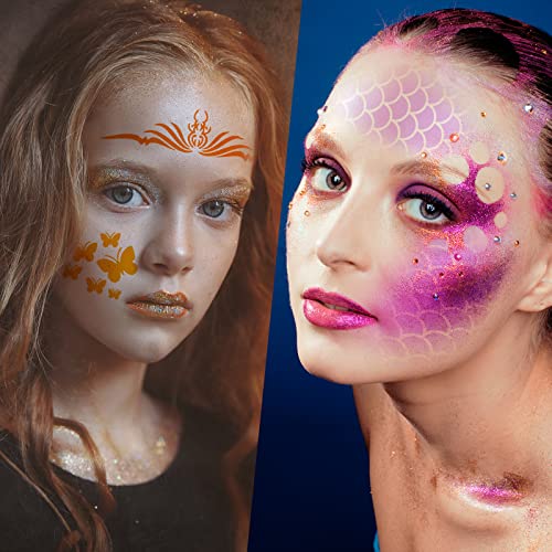Chinco 24 Pieces Face Paint Stencils Face Body Tattoo Templates Painting Stencils for Kids Holiday Halloween Makeup Body Art Tattoos(Vivid Style) - color: Vivid Style