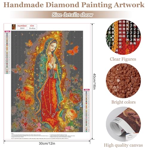 MAXBYE Diamond Art Kits for Adults, Our Lady of Guadalupe 5D Full Drill Diamond Painting Kit for Beginners, DIY Gem Art Craft for Home Wall Decor, Girls Birthday Presents 12x16in - color: ZD052