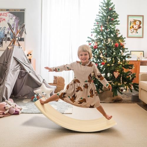 Gentle Monster Wobble Balance Board, Wooden Montessori Toy Rocker Board Natural Wood Kids Toddler Open Ended Learning Toy Yoga Curvy Board for Adult Office Classroom Christmas Gifts - color: Astronaut Blue