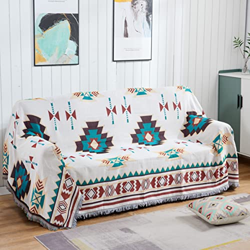 Boho Throw Blankets Southwest Native American Inspired Reversible Woven Blankets Cover Hippie for Couch Bed Recliner Sofa Bohemian Tapestry Colorful Furniture Cover for Home Décor,Double Side, 50"x70" - color: Sucre, size: 50x70 inch