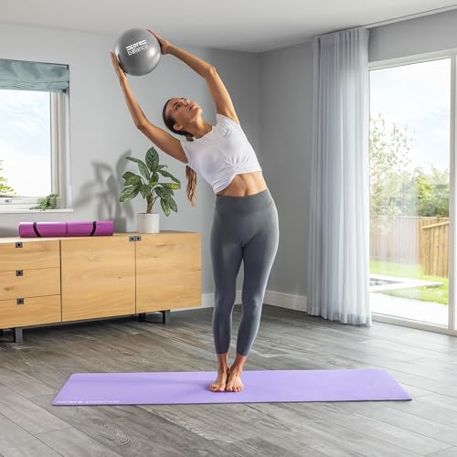 Core Balance 9 Inch Anti Burst Pilates Ball - Mini Exercise Ball for Yoga, Barre, Stretching and Core Stability Workout - color: Grey