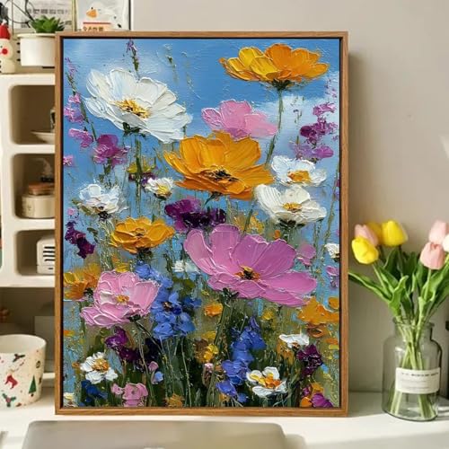Paint by Numbers Kit for Adults, Adult Paint by Number Kits 16x20 Inch | Flowers Paint by Numbers Kit for Adults, Acrylic Painting by Numbers, DIY Arts and Crafts for Gifts or Home Decor - color: Wildflowers