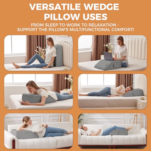 BIEEZZK Leg Elevation Pillow Blood Circulation, 23.6×16.8×8in, Grey - color: Grey