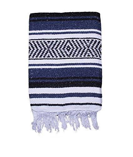 $averPak BodyForge Authentic Mexican Falsa Yoga Blanket (Blue/Black/White) - color: Blue/Black/White