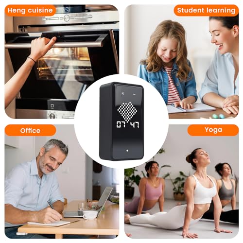 Digital Hourglass Timer, Magnetic Visual Focus Timers with Adjustable Alarm Volume & LED Display, Desk Flip Timer for Study,Work, Kitchen