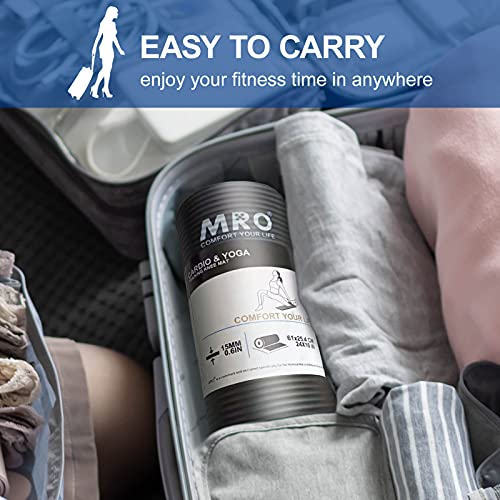 MRO Large Yoga Mat for Home Gym Workout 6'x12'x9mm and Yoga Knee Pad 24''x10''x0.6'', Extra Wide and Long Exercise Mats for Durable Men and Women, Thick, Non-Slip, Soft for Stretching