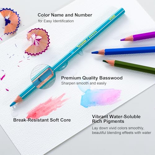 KALOUR Professional Watercolor Pencils, 180 Colors Set, Water-Soluble