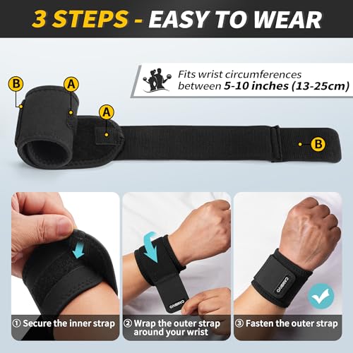 CAMBIVO 2 Pack Wrist Brace for Carpal Tunnel with wraps, Black - color: Black