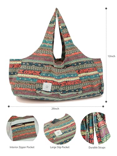 Boho-Style Extra Large Multi-Functional Yoga Mat Tote Bag, Durable and Versatile Carry-All for Yoga Essentials