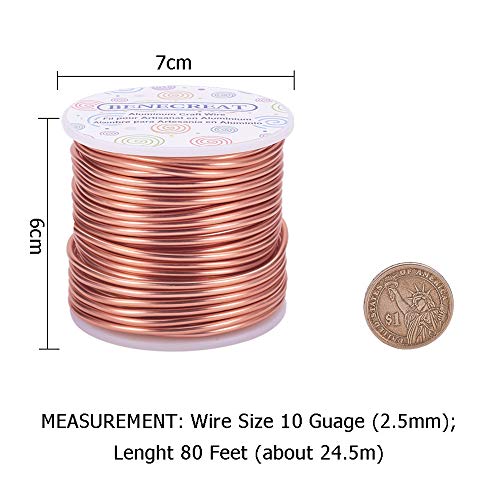 BENECREAT 10 Gauge Jewelry Craft Aluminum Wire 80 Feet Bendable Metal Sculpting Wire for Craft Floral Model Skeleton Making, Garden (Copper Tone) - color: Copper, size: 10 Gauge