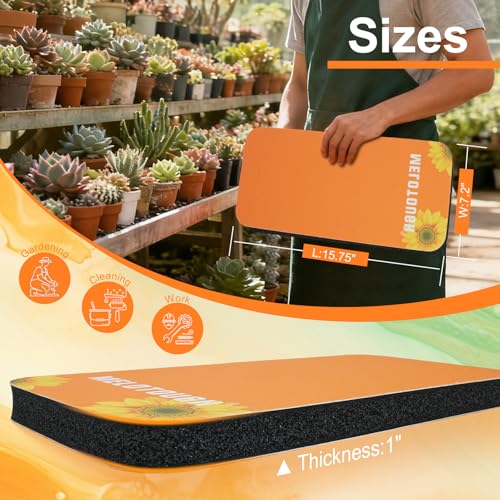 MELOTOUGH Garden Kneeling Pad, 1" Thick Soft NBR Foam Kneeling Pads for Gardening, Cleaning, Work - Lightweight & Comfortable, 15.75"x7.2" (Sunflower) - color: Sunflower