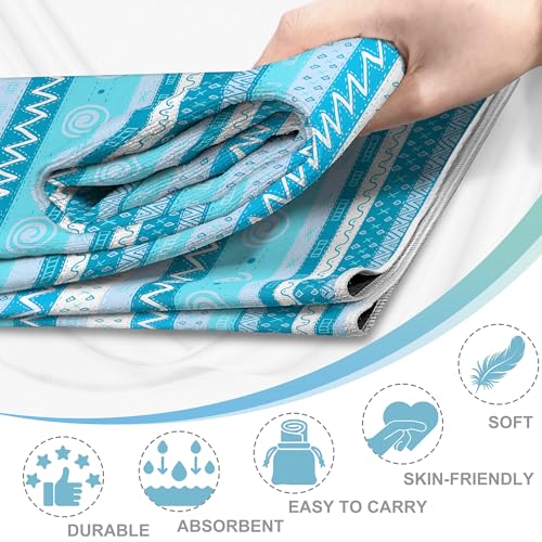 Yoga Towel,Absorbent Yoga Mat Towel for Hot Yoga Non Slip,Stylish Prints,Ideal for Workouts,Hot Yoga,Bikram,Pilates Equipment,72 x 27 in,Light Blue Triangle Geometry - color: Light Blue Triangle Geometry