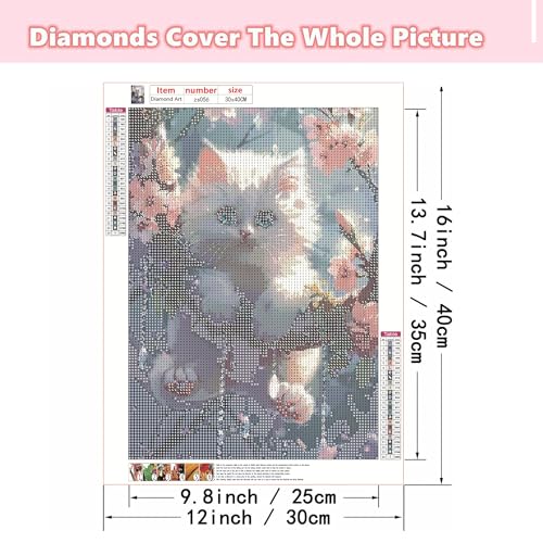 Ohhvvow 5D Cat Diamond Painting Kits for Adults Beginners, Cute Diamond Art Kit, DIY Full Round Drill Diamond Dot Gem Art Kits for Adults,Home Wall Decor 12x16 Inch - color: Oh031D
