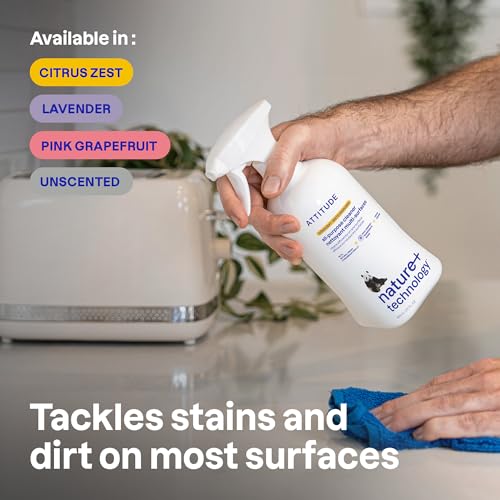 ATTITUDE All Purpose Cleaner Spray, EWG Verified, Vegan, Made with 94% Plant-Based Ingredients, Streak-Free for Kitchen, Bathroom, Glass & More, Lavender Scent, 27.1 Fl Oz - size: 27.1 Fl Oz (Pack of 1)