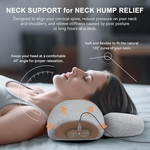 Neck Massager Pillow with Heat & Air Traction, Ergonomic Cervical Support | Auto & Manual Controls with Adjustable Air Lift for a More Flexible Neck Support Experience
