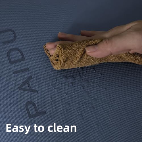 PAIDU POE Yoga Mat (10mm)Extra Thick Fitness Mat 72"x24" with Carry Strap | Non-slip, tear-resistant and suitable for all ages, perfect for yoga, Pilates, home gym and full-body workouts. - color: Navy blue & Black