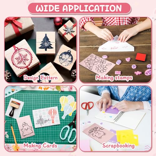 Frienda 30 Pcs 4" x 6" Rubber Linoleum Block for Printmaking,Pink - color: Pink
