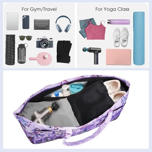 Yoga Mat Bag Yoga Mat Carrier with Shoes Compartment & Wet Pocket Pilates Bag with Zipper Pockets & Yoga Mat Holder Strap Yoga Bags and Carriers Fits All Your Stuff - color: Butterfly
