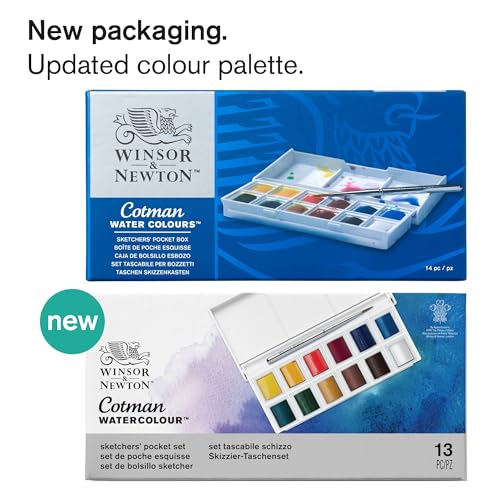 Winsor & Newton Cotman Watercolor Paint Set, Sketchers' Pocket Set | Introductory Watercolor made with Fine Art Pigments, Perfect for Beginners, Lightfast & Permanent, Good Tinting Strength - style: 12 Half Pan Sketchers Pocket Set
