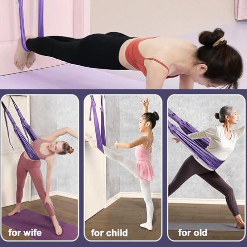 Aerial Yoga Rope for Door,Yoga Door Swing,Leg Stretcher Strap - color: pink