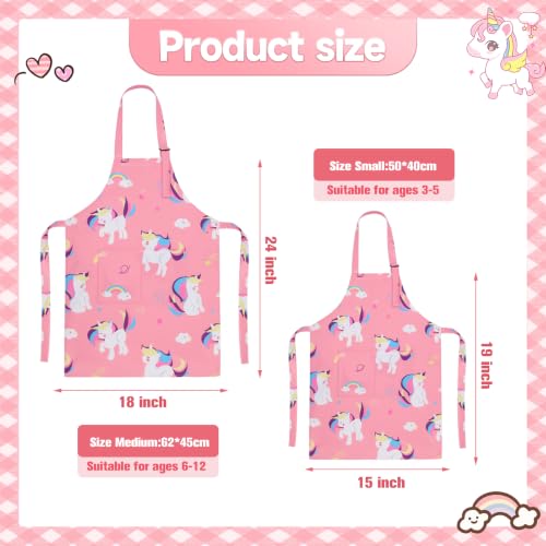 2 Pack Kids Apron, Cute Cooking Aprons, Waterproof Art Apron with Pockets, Toddler Painting Artist Apron Adjustable - color: Unicorn, size: 45*62cm