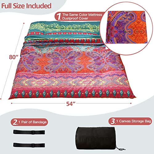 MAXYOYO Japanese Floor Mattress 4" Thick Full Size Foldable Futon Mattress - color: Bohemian B, size: Full