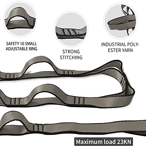Aerial Yoga Hammock Daisy Chains Strap, Strong 22kN Adjustable with 10 Loops, No Stretch, Climbing Strap Nylon Chain Sling FOR Aerial Yoga,Swing, Hammock, Suspension, Exercise - color: Grey, size: 40"×0.79"