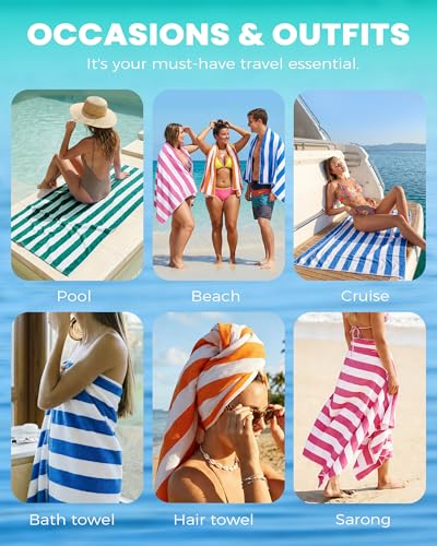 Antfuny 6 Packs Oversized 72x40 Inch Stripe Beach Towel Thin Set Extra Large XL Big Clearance Soft Super Pool Travel Bath Swim Camping Accessories Essentials Towels Bulk Men Women Adults Gift - color: Multi Toweling, size: 72 x 36 inch
