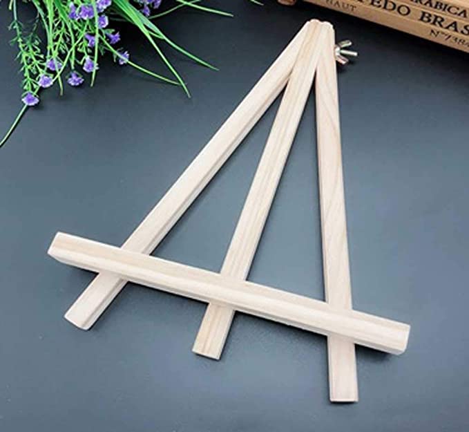 9.4" Tall Natural Pine Wood Tripod Easel Photo Painting Display Portable Tripod Holder Stand& Adjustable Wooden Tripod Tabletop Holder Stand for Canvas, Painting Party, Kids Crafts, Photos(12pack) - style: 12pack