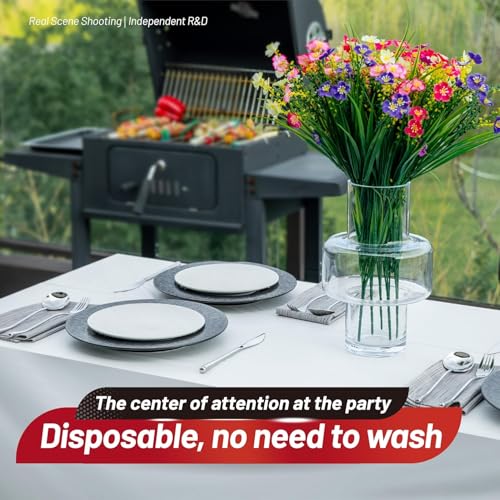 Plastic Table Cloth, 110 Ft X 54 In Disposable Tablecloth White Tablecloth | PEVA Plastic Table Cloth Disposable with Sliding Cutter Plastic Table Cover Roll for Picnics, Parties, Birthdays, Weddings - color: White, size: 1320" x 54" (Rectangular)