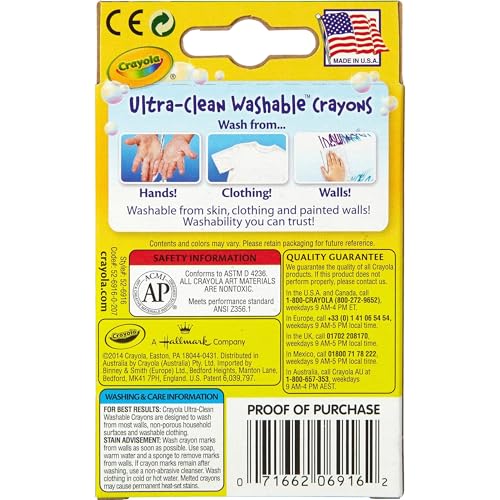 Crayola Ultra-Clean Washable Crayons (526916), 16 Colors