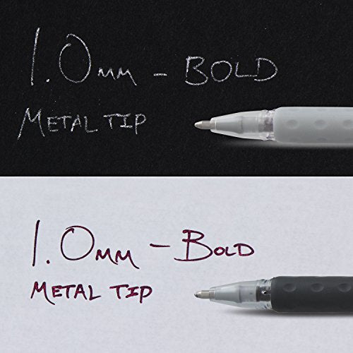 Pentel Arts Sparkle Pop Metallic Gel Pen, 1.0mm Bold Line, Gold & Silver Ink, Pack of 2 (K91PABPXZ) - size: 2 Count (Pack of 1), style: Sparkle Pop