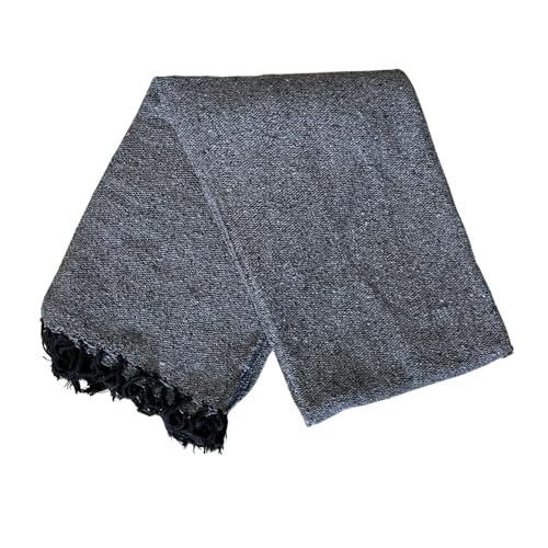 Open Road Goods Solid Color Mexican Yoga Blanket – Large Handwoven Throw for Yoga, Beach, Camping or Home – Soft and Durable Cotton Blend - color: Charcoal Blanket