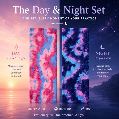 Eunzel Non Slip Hot Yoga Mat Towel with Grip Dots, 72" x 24" - color: Z-daybreak & Midnight, size: 72" x 24"