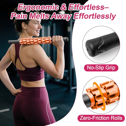 ZanLLW Muscle Roller Stick, Muscle Roller, Liposuction Massage Roller for Lymphatic Drainage, Massager Stick for Relief Muscle Soreness, Trigger Points, Help Exercise Runner Legs, Back Recovery - color: Orange