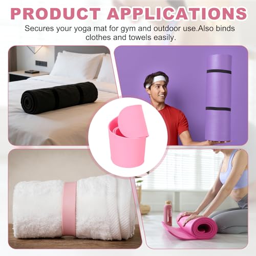 Yoga Mat Strap Slap Band, One Snap Yoga Mat Slap Band for Keep Mats Tightly Rolled Exercise Mat Sling Holder - color: Light Purple/Pink